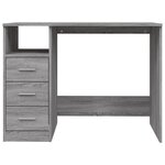 Bureau table poste de travail meuble d'ordinateur informatique étude avec tiroirs sonoma 102 x 50 x 76 cm bois d'ingénierie gris 02_0023474