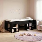 vidaXL Cadre de lit pour enfants avec rangement Chêne noir 75 x 190 cm