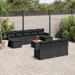 vidaXL Salon de jardin 11 Pièces avec coussins noir résine tressée