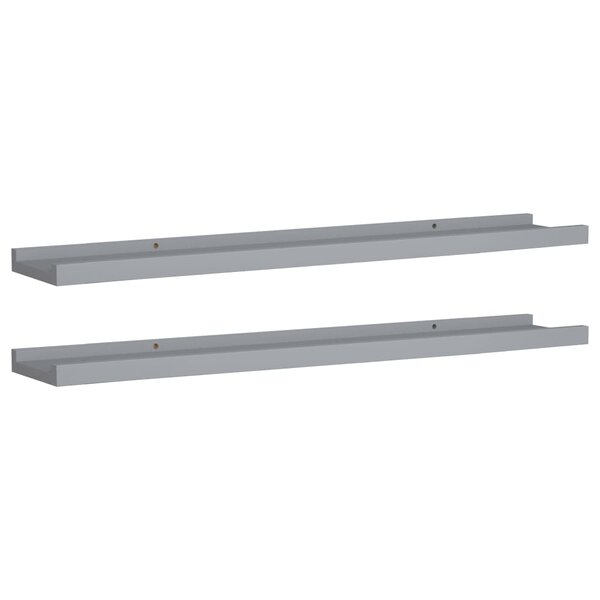 vidaXL Étagères à rebord pour cadre photo 2 Pièces Gris 80x9x3 cm MDF