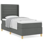 vidaXL Lit à ressorts avec matelas gris foncé 100 x 200 cm en tissu.