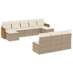 vidaXL Salon de jardin avec coussins 10 Pièces beige résine tressée