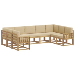 vidaXL Ensemble de canapés d'extérieur 9 pc Blanc et Beige