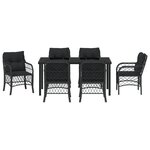 vidaXL Ensemble de Salle à Manger de Jardin de 7 Pièces avec Coussins Noir Poly Rattan