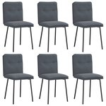 vidaXL Chaises à manger lot de 6 gris foncé velours