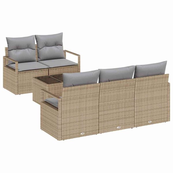 vidaXL Ensemble de canapé de jardin 6 Pièces Beige  Gris 55 x 55 x 37 cm