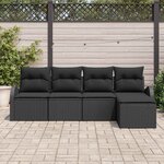 vidaXL Ensemble de canapé de jardin 5 Pièces Noir polyrotin
