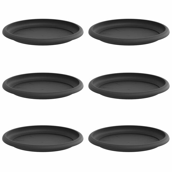 vidaXL Plateau à fleurs rond 6 Pièces Noir Ø 17 5 x 2 cm Plastique