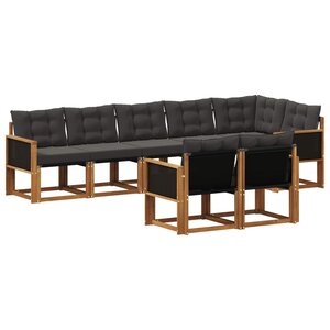 vidaXL Ensemble de canapés d'extérieur 8 pc Naturel et noir
