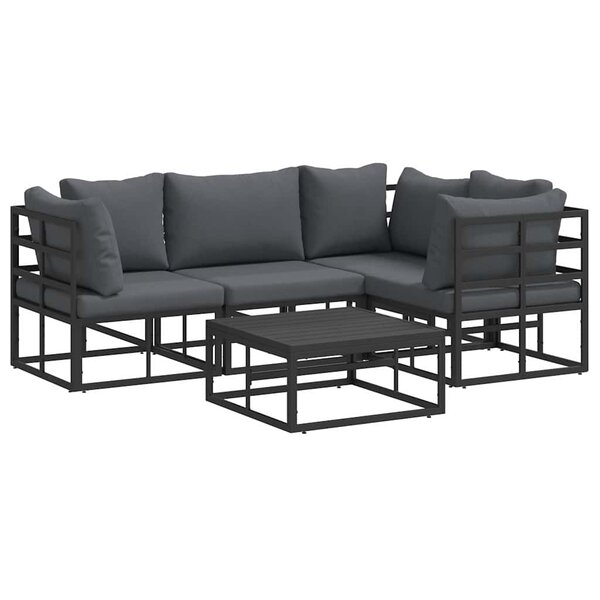 vidaXL Ensemble de canapé de jardin 5 pc Noir Aluminium