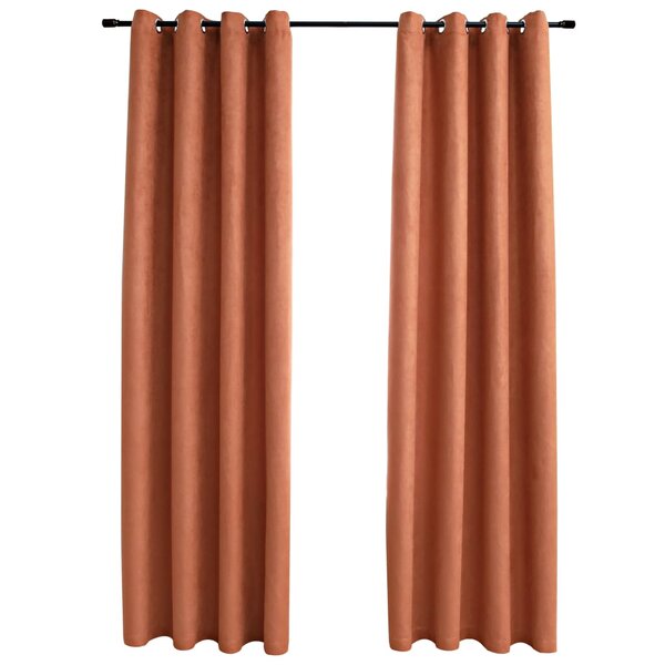 vidaXL Rideaux occultants et anneaux en métal 2 Pièces Rouille 140x245 cm
