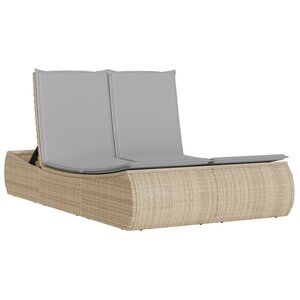 vidaXL Chaise longue double avec coussins beige résine tressée