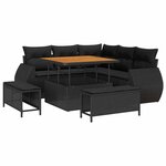vidaXL Ensemble de canapé de jardin 8 Pièces Noir polyrotin