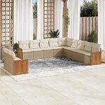 vidaXL Salon de jardin 11 Pièces avec coussins beige résine tressée