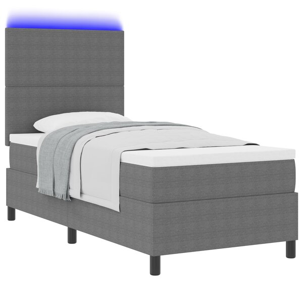 vidaXL Lit Ensemble avec Matelas & Lumière LED Gris Clair 80x200 cm Tissu Côtelé