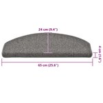 vidaXL Tapis d'escalier 30 pièces 65 x 24 x 4 cm Gris foncé Demi-rond Grand