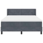 Lit à ressorts vidaXL avec matelas gris foncé 160x200 cm en velours