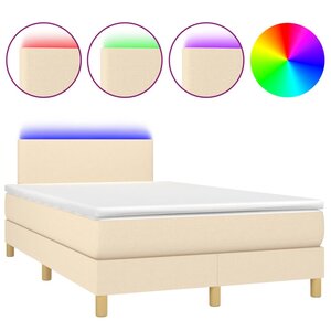 vidaXL Sommier à lattes de lit avec matelas LED Crème 120x200 cm Tissu
