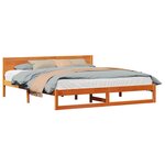 vidaXL Cadre de lit avec tête de lit Brun cire 180 x 200 cm Pin massif
