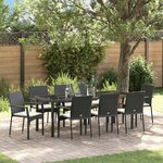 vidaXL Ensemble de salle à manger pour jardin 9 Pièces Noir polyrotin