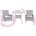 vidaXL Ensemble à manger de jardin et coussins 3Pièces beige rotin acacia