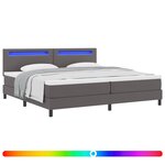 vidaXL Lit à ressorts avec matelas Gris 200 x 200 cm Simili cuir