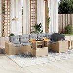 vidaXL Salon de jardin avec coussins 7 Pièces beige résine tressée
