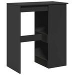 vidaXL Table de bar avec étagères noir bois d'ingénierie