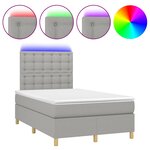vidaXL Sommier à lattes de lit matelas LED gris clair 120x190 cm tissu