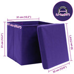 vidaXL Boîtes de rangement et couvercles 4 Pièces Violet 32x32x32cm Tissu