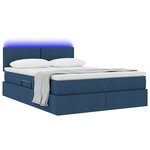 vidaXL Lit de rangement LED avec matelas Bleu 140 x 200 cm Tissu