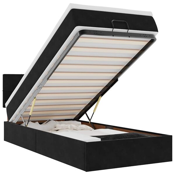 VidaXL Cadre de lit ottoman avec matelas noir 100x200cm velours