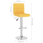 vidaXL Tabouret de bar Jaune moutarde Tissu