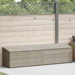 vidaXL Boîte de rangement de jardin gris clair 220x50x58 cm rotin