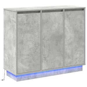 Buffet vidaXL avec LED Gris béton 90x32x75 cm en bois d'ingénierie
