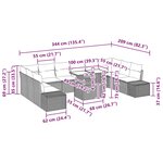 vidaXL Set de canapé de jardin 11 pièces avec coussins en poly rattan gris