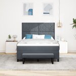 vidaXL Lit à ressort avec matelas et banc gris foncé 140x190 cm velours