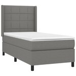 vidaXL Sommier à lattes de lit matelas LED Gris foncé 90x200cm Tissu
