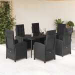 vidaXL Ensemble à manger de jardin coussins 7Pièces Noir Résine tressée