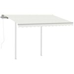 vidaXL Auvent rétractable automatique et poteaux 3x2 5 m Crème