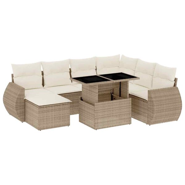 vidaXL Salon de jardin avec coussins 8 Pièces beige résine tressée