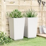 vidaXL Jardinières 2 Pièces blanc 32 5x32 5x57 cm polypropylène