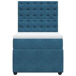 vidaXL Sommier à lattes de lit avec matelas bleu 90x190 cm velours
