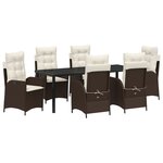 vidaXL Ensemble de Salle à Manger de Jardin 7 Pièces avec Coussins Marron Poly Rattan