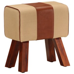 vidaXL Banc saut de cheval 38 cm marron cuir véritable et manguier