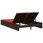vidaXL Chaise longue double avec coussins marron résine tressée