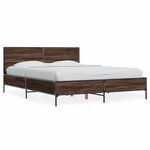 vidaXL Cadre de lit chêne marron 140x190 cm bois d'ingénierie et métal