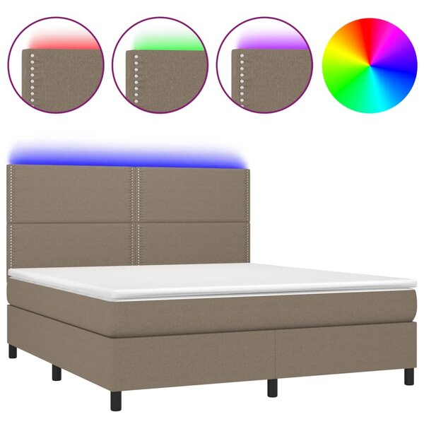 vidaXL Sommier à lattes de lit et matelas et LED Taupe 160x200cm Tissu