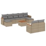 vidaXL Salon de jardin et coussins 10 Pièces mélange beige résine tressée