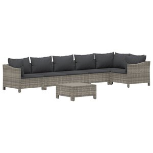 Salon de jardin meuble d'extérieur ensemble de mobilier 7 pièces avec coussins gris résine tressée 02_0017231